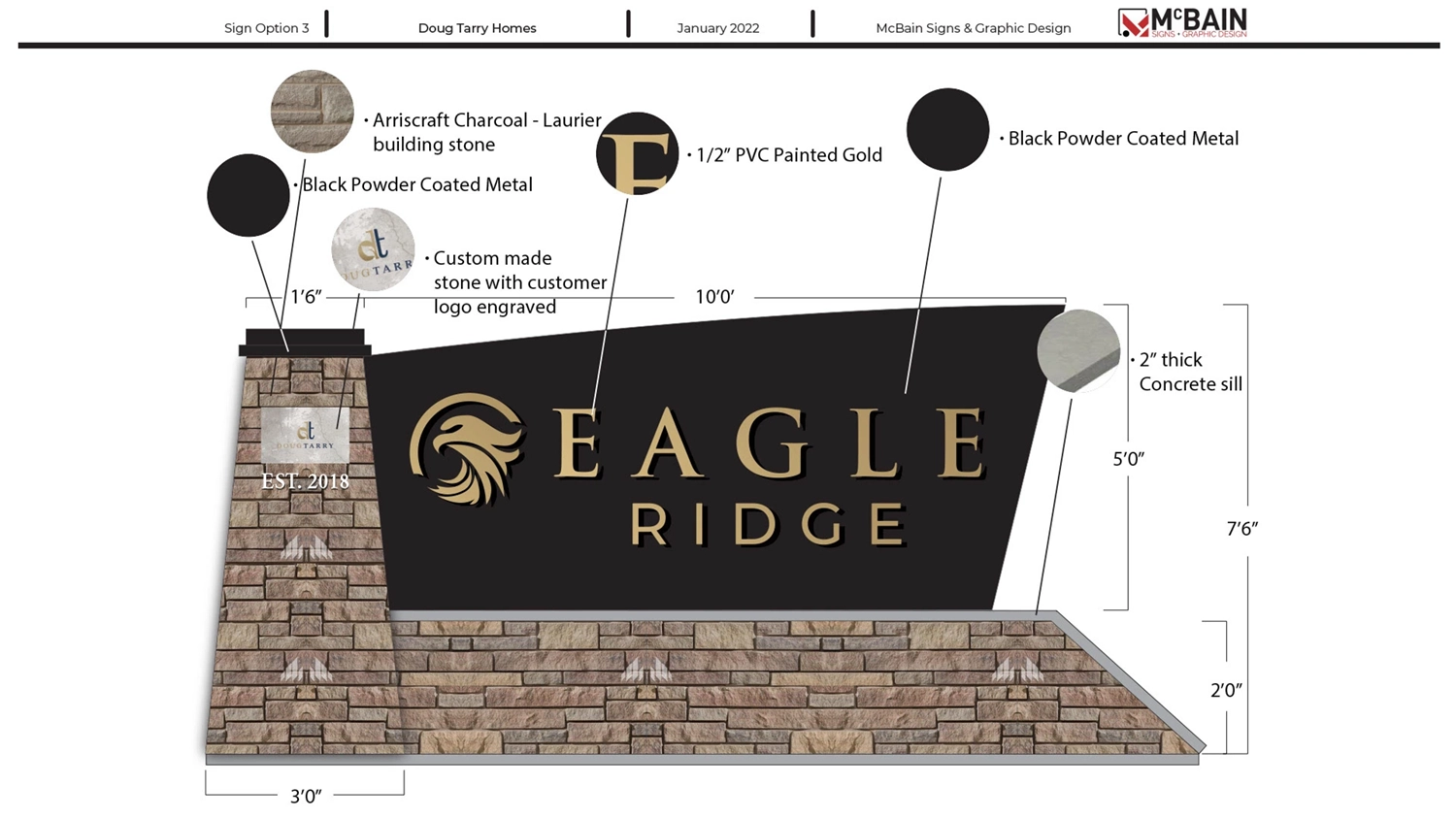 Eagle Ridge Sign Plan | Doug Tarry Homes Signage by McBain Signs