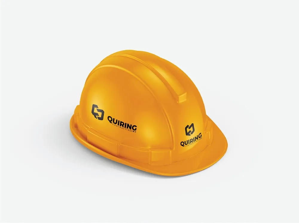 Branded Hard Hat | Quiring Contracting Branding by McBain Signs