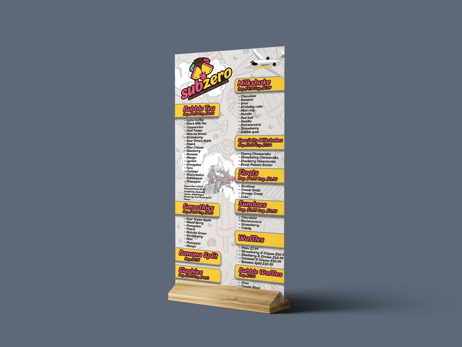 Menu Banner | Subzero Rolled Ice Cream Branding by McBain Signs and Graphic Design