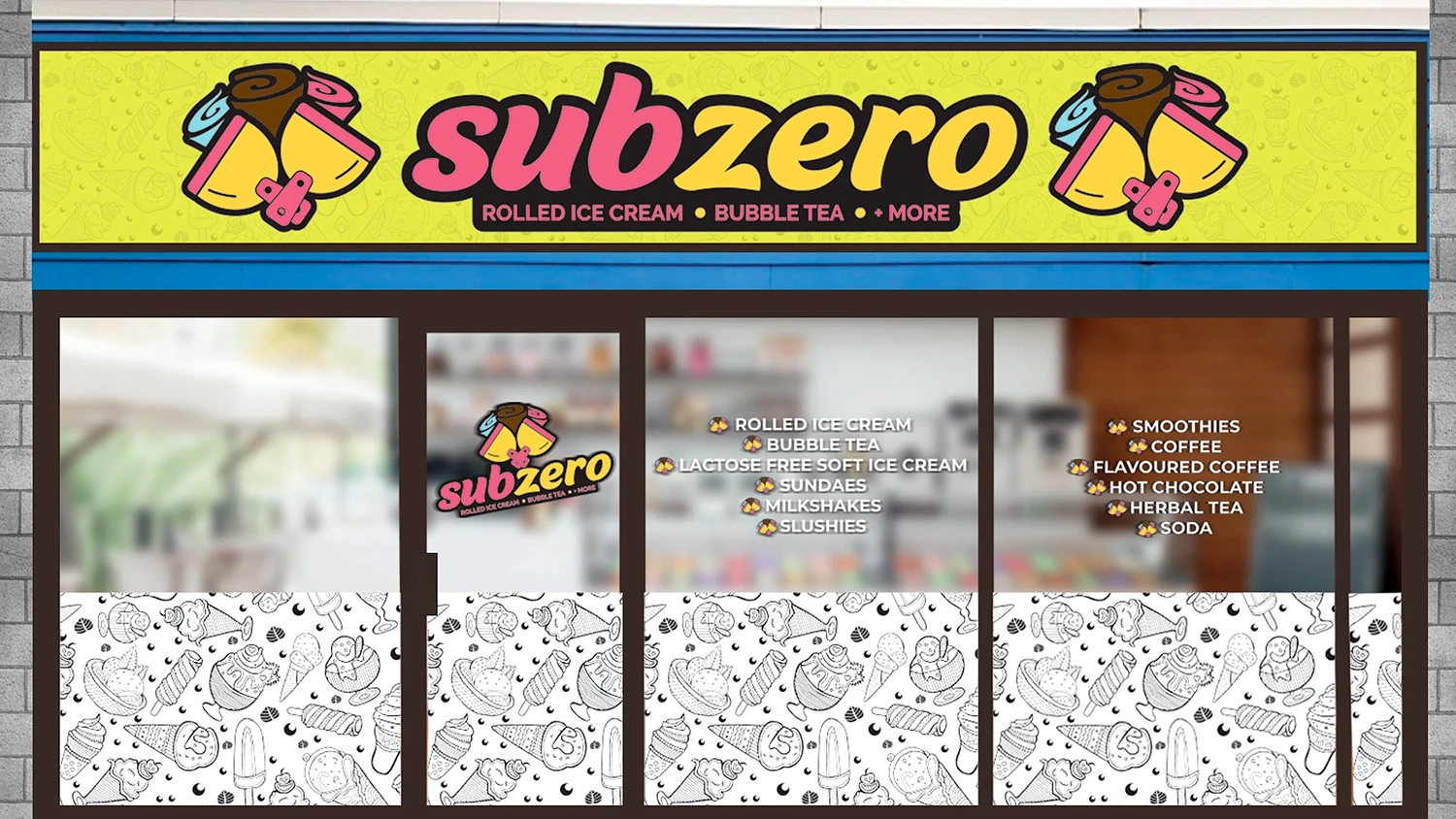 Storefront | Subzero Rolled Ice Cream Branding by McBain Signs and Graphic Design